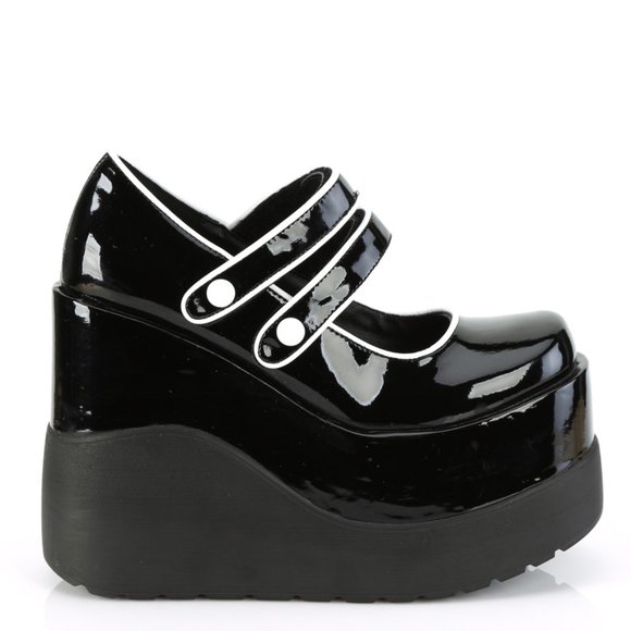 Goth Platform Wedge Maryjane Shoes - Picture 1 of 5